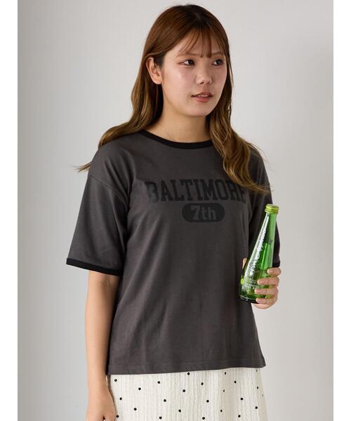 ehka sopo(エヘカソポ)の「リンガーTシャツ(Tシャツ/カットソー・レディース・オフホワイト/チャコールグレー/キナリ/モカ・F)」の19枚目の写真
