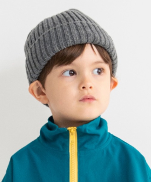 BRANSHES(ブランシェス)の「【静電気防止】アクリルニット帽(ニットキャップ/ビーニー・キッズ・アイボリー/ブラック/杢グレー/マスタード/ネイビー・S/L/M)」の3枚目の写真