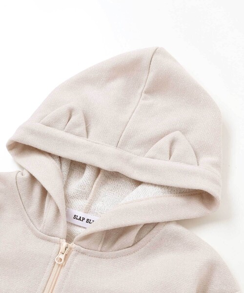SLAP SLIP（スラップスリップ）の「アニマルネコウサギ耳付きフード裾フリルフルジップパーカー(80~130cm)（パーカー・キッズ・オフホワイト/ピンク・90cm/120cm/110cm/100cm/130cm/80ｃｍ）」の9枚目の写真