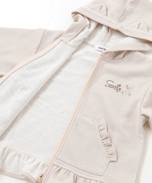 SLAP SLIP（スラップスリップ）の「アニマルネコウサギ耳付きフード裾フリルフルジップパーカー(80~130cm)（パーカー・キッズ・オフホワイト/ピンク・90cm/120cm/110cm/100cm/130cm/80ｃｍ）」の15枚目の写真