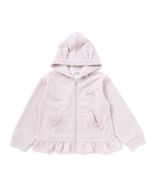 SLAP SLIP（スラップスリップ）の「アニマルネコウサギ耳付きフード裾フリルフルジップパーカー(80~130cm)（パーカー・キッズ・オフホワイト/ピンク・90cm/120cm/110cm/100cm/130cm/80ｃｍ）」の17枚目の写真