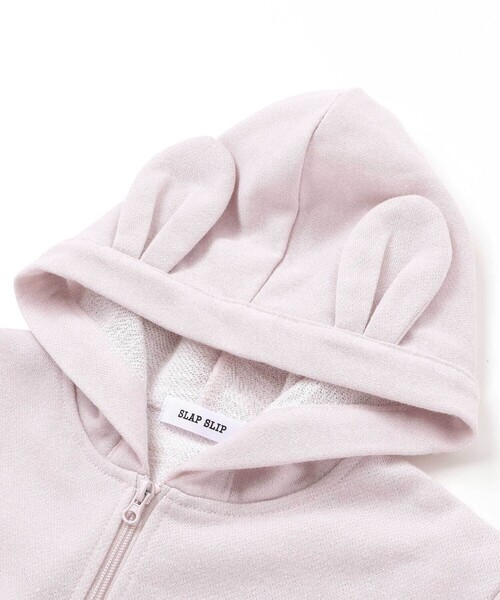 SLAP SLIP（スラップスリップ）の「アニマルネコウサギ耳付きフード裾フリルフルジップパーカー(80~130cm)（パーカー・キッズ・オフホワイト/ピンク・90cm/120cm/110cm/100cm/130cm/80ｃｍ）」の19枚目の写真