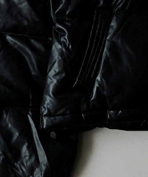AO2（アオズ）の「faux leather puffer jacket / フェイクレザーダウンジャケット（ダウンジャケット/コート・レディース・グレー/ブラック・FREE）」の3枚目の写真