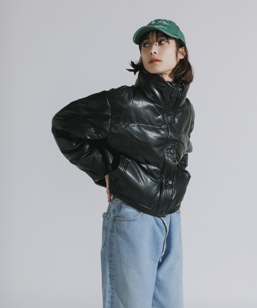 AO2（アオズ）の「faux leather puffer jacket / フェイクレザーダウンジャケット（ダウンジャケット/コート・レディース・グレー/ブラック・FREE）」の17枚目の写真