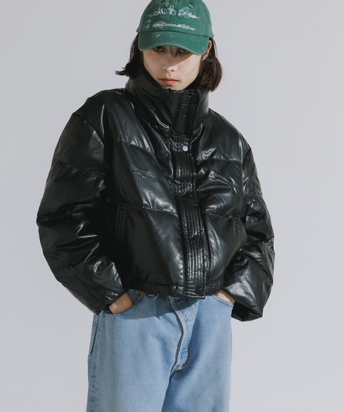 AO2（アオズ）の「faux leather puffer jacket / フェイクレザーダウンジャケット（ダウンジャケット/コート・レディース・グレー/ブラック・FREE）」の18枚目の写真