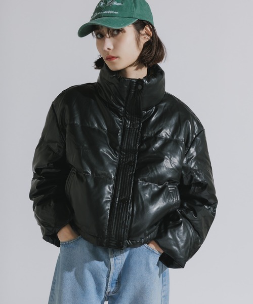 AO2（アオズ）の「faux leather puffer jacket / フェイクレザーダウンジャケット（ダウンジャケット/コート・レディース・グレー/ブラック・FREE）」の19枚目の写真