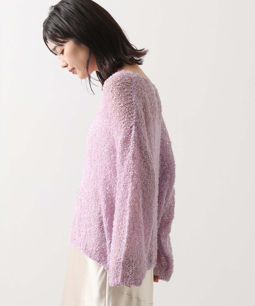 Gready Brilliant（グレディブリリアン）の「シアーモールボートネックニット（ニット/セーター・レディース・ベージュ/パープル・FREE）」の16枚目の写真