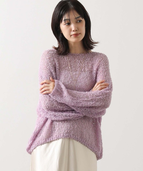 Gready Brilliant（グレディブリリアン）の「シアーモールボートネックニット（ニット/セーター・レディース・ベージュ/パープル・FREE）」の18枚目の写真