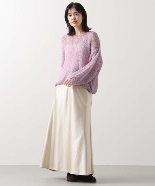 Gready Brilliant（グレディブリリアン）の「シアーモールボートネックニット（ニット/セーター・レディース・ベージュ/パープル・FREE）」の11枚目の写真