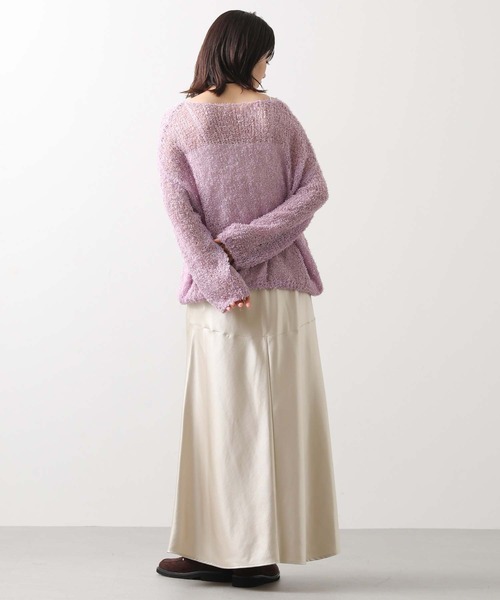 Gready Brilliant（グレディブリリアン）の「シアーモールボートネックニット（ニット/セーター・レディース・ベージュ/パープル・FREE）」の13枚目の写真