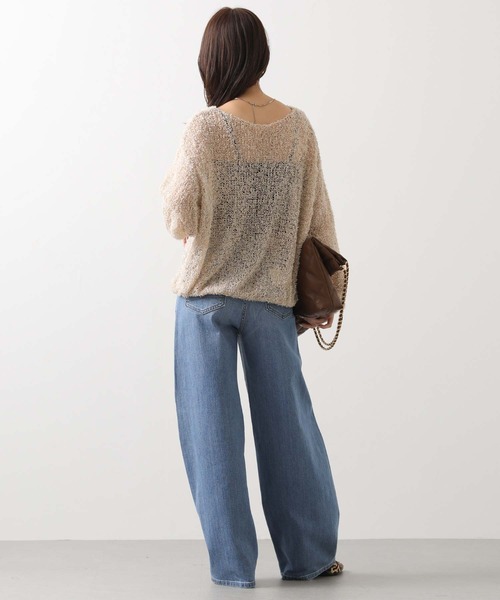 Gready Brilliant（グレディブリリアン）の「シアーモールボートネックニット（ニット/セーター・レディース・ベージュ/パープル・FREE）」の5枚目の写真