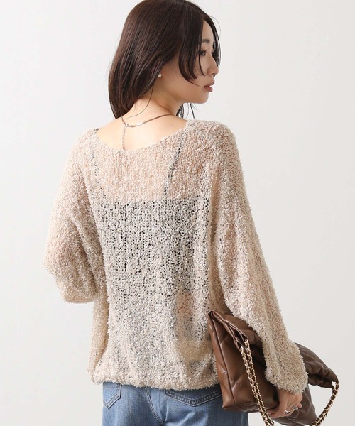 Gready Brilliant（グレディブリリアン）の「シアーモールボートネックニット（ニット/セーター・レディース・ベージュ/パープル・FREE）」の9枚目の写真