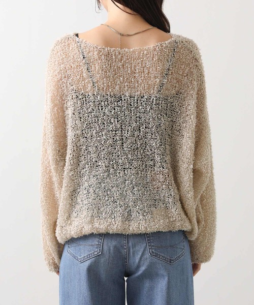 Gready Brilliant（グレディブリリアン）の「シアーモールボートネックニット（ニット/セーター・レディース・ベージュ/パープル・FREE）」の20枚目の写真