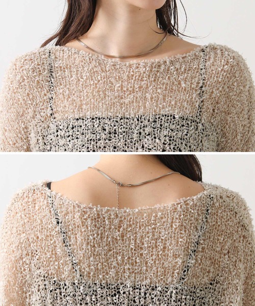 Gready Brilliant（グレディブリリアン）の「シアーモールボートネックニット（ニット/セーター・レディース・ベージュ/パープル・FREE）」の21枚目の写真