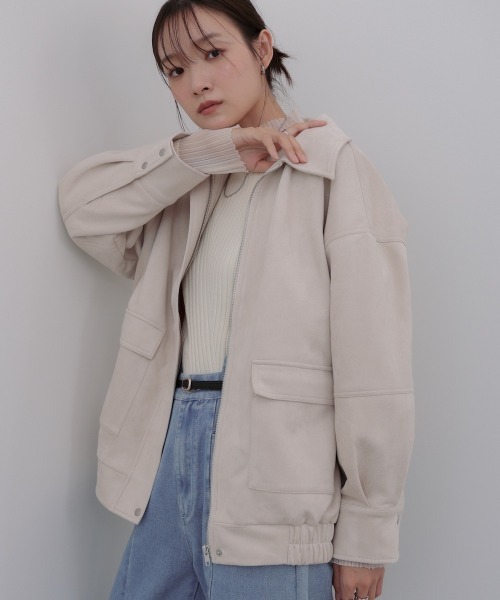 Bab(バブ)の「2WAYオーバーブルゾンジャケット(その他アウター・レディース・アイボリー/キャメル/ブラック系その他/ブラウン/チャコールグレー・M)」の6枚目の写真