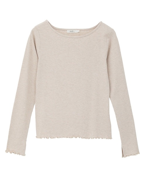 earth music&ecology（アースミュージックアンドエコロジー）の「ラメテレコボートネックプルオーバー（Tシャツ/カットソー・レディース・ベージュ/アイボリー/ブラック/グレー・M/S）」の4枚目の写真