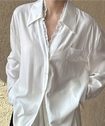 shoppinggo | 新作ブラウス シャツ レース付きトップス シャツ 白 Vネック シャツブラウス 長袖 オフィス(シャツ/ブラウス)