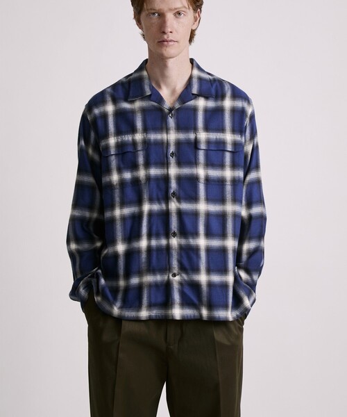 Saturdays NYC（サタデーズ ニューヨークシティ ）の「Marco Ombre Check  LS Shirt（シャツ/ブラウス・メンズ・ブルー/オリーブ・L/XL/S/M）」の4枚目の写真