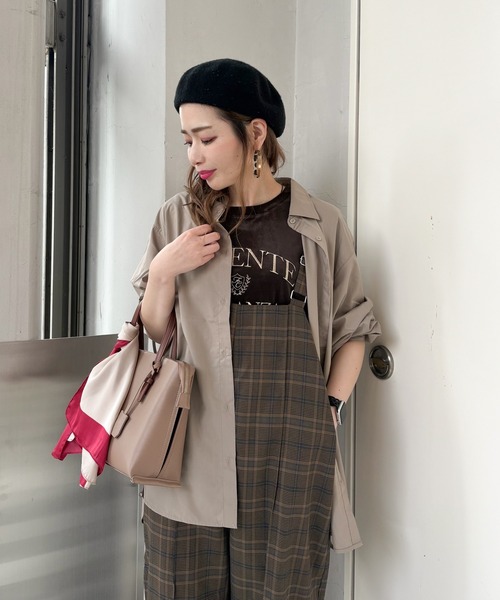 Green　Parks（グリーンパークス）の「イージーケア袖シャーリングシャツ（シャツ/ブラウス・レディース・ベージュ/チャコールグレー/ブラウン/グリーン/サックスブルー・FREE）」の8枚目の写真