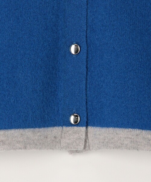 セール】カシミヤ100 配色クルーネックカーディガン（ニット/セーター