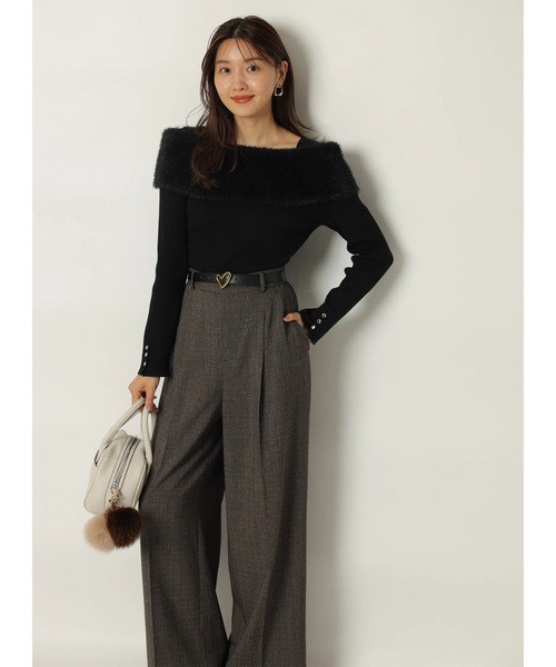 新品タグ付　ジャスグリッティ　ファーリーオフショルニット ファーリーオフショルニット（ニット/セーター）｜JUSGLITTY（ジャス