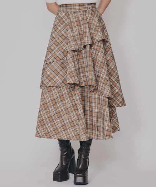 スカート REDYAZEL REDYAZEL スカート フロントジップバイカラーミディスカート