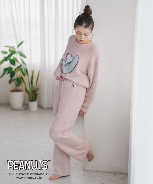 MISCH MASCH(ミッシュマッシュ)の「2025秋冬新作 PEANUTSデザインルームウェアパンツ(その他パンツ・レディース・アイボリー/ピンク・フリ-)」の2枚目の写真