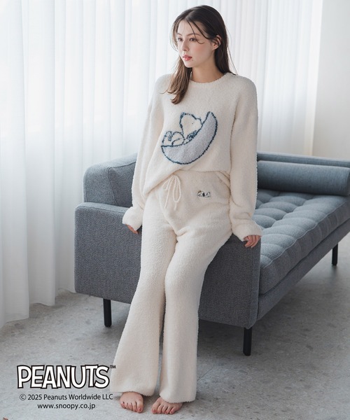 MISCH MASCH(ミッシュマッシュ)の「2025秋冬新作 PEANUTSデザインルームウェアパンツ(その他パンツ・レディース・アイボリー/ピンク・フリ-)」の1枚目の写真