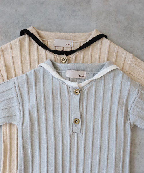 IENA ENFANT（イエナアンファン）の「【＆PAL/アンドパル】別注セーラートップス baby-kids(80cm-120cm)（Tシャツ/カットソー・キッズ・ベージュ/グレー・80/100/110/120）」の10枚目の写真