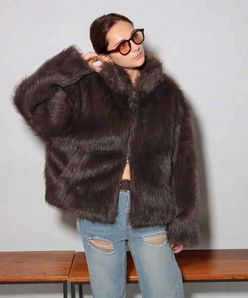 セール】ダブルジップロング丈ファーコート（その他アウター