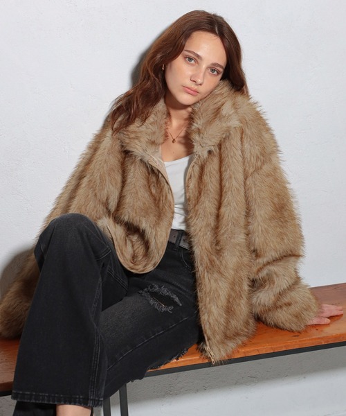 セール】ダブルジップロング丈ファーコート（その他アウター