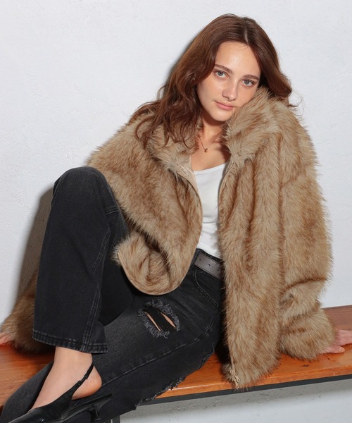 セール】ダブルジップロング丈ファーコート（その他アウター