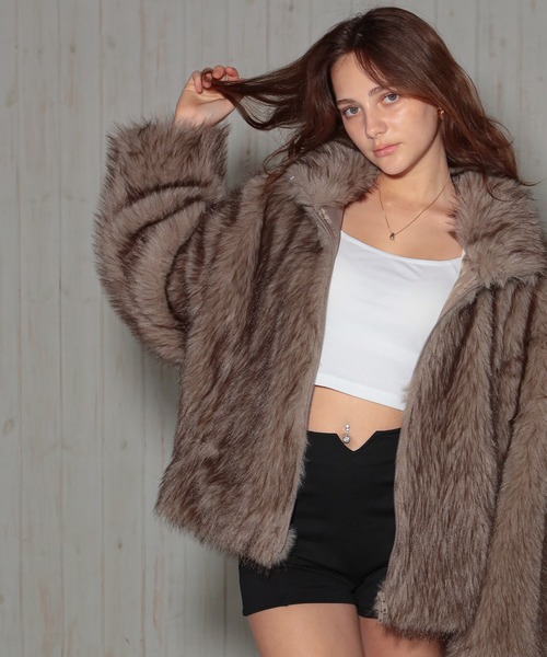 セール】ダブルジップロング丈ファーコート（その他アウター