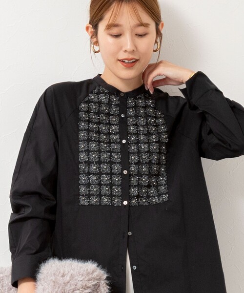 NOLLEY’S(ノーリーズ)の「【SOI-MeME/ソワメム】パールラメレースブラウス(シャツ/ブラウス・レディース・ブラック/キナリ・38)」の4枚目の写真