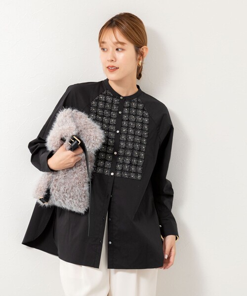 NOLLEY’S(ノーリーズ)の「【SOI-MeME/ソワメム】パールラメレースブラウス(シャツ/ブラウス・レディース・ブラック/キナリ・38)」の8枚目の写真