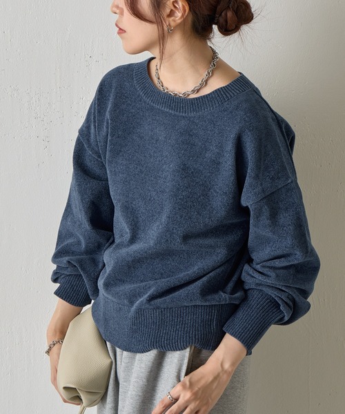 COLONY 2139（コロニートゥーワンスリーナイン）の「ベロアモールクループルオーバー（ニット/セーター・レディース・ブラック/レッド/グレー/ブルー/ベージュ・FREE）」の18枚目の写真