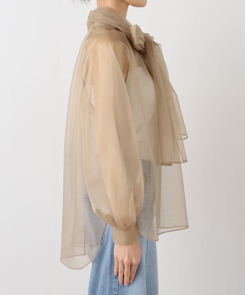 ★新品★ NOBLE ノーブル ベージュ ブライトシアーヨークボウタイブラウス NOBLE（ノーブル） ブライトシアーヨークボウタイブラウス （ベージュ）