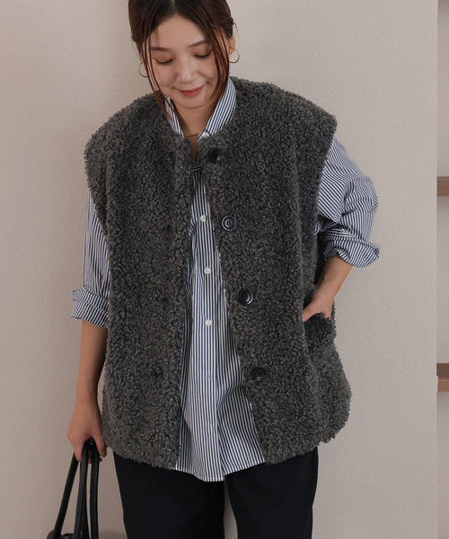 JOURNAL STANDARD（ジャーナルスタンダード）の「Sheep Like Fur クルーネックベスト（その他アウター・レディース・ブラウン/グレー・FREE）」の20枚目の写真