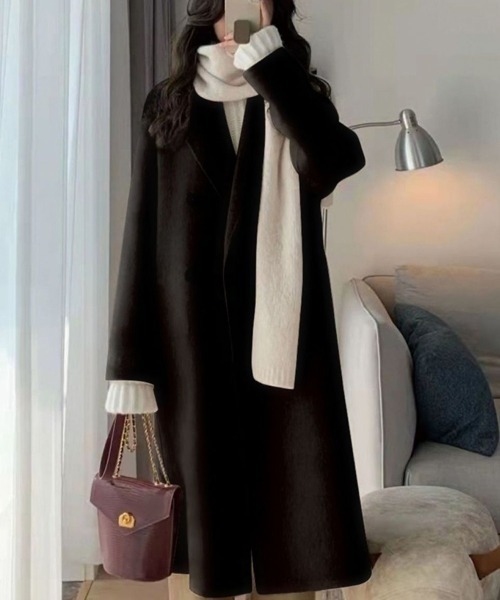 SallyLunn(サリーラン)の「テーラードロングコート(その他アウター・レディース・アイボリー/ブラック/グレー・MEDIUM/LARGE)」の1枚目の写真