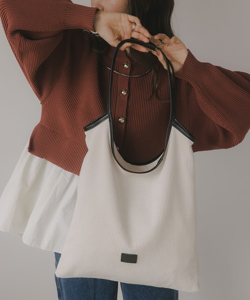 210nouve（トゥージュヌーブ）の「コーデュロイ パイピング ショルダーバッグ（ショルダーバッグ・レディース・グレー/ブラック/アイボリー/ブラウン・FREE）」の17枚目の写真