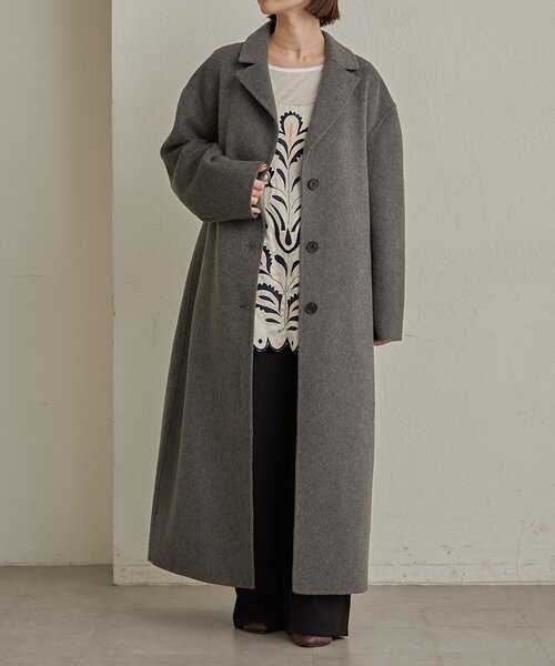 Omekashi（オメカシ）の「ウールリバーロングコート（その他アウター・レディース・ピンク/チャコールグレー・FREE）」の12枚目の写真