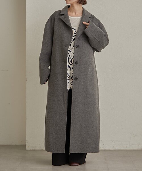 Omekashi（オメカシ）の「ウールリバーロングコート（その他アウター・レディース・ピンク/チャコールグレー・FREE）」の14枚目の写真