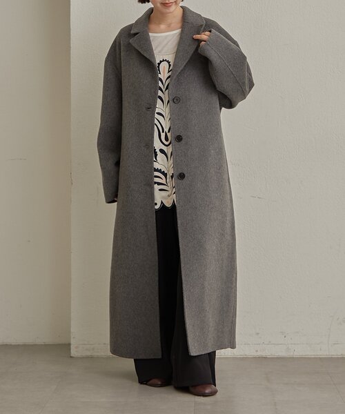 Omekashi（オメカシ）の「ウールリバーロングコート（その他アウター・レディース・ピンク/チャコールグレー・FREE）」の15枚目の写真