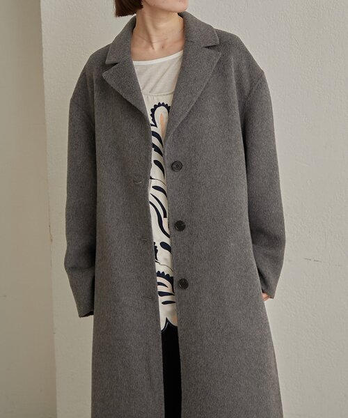 Omekashi（オメカシ）の「ウールリバーロングコート（その他アウター・レディース・ピンク/チャコールグレー・FREE）」の21枚目の写真