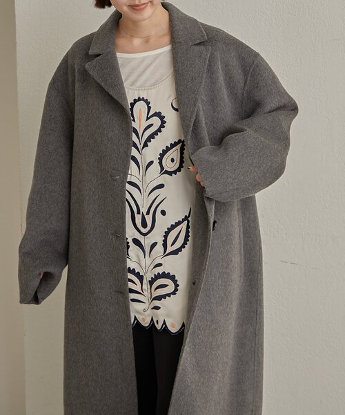 Omekashi（オメカシ）の「ウールリバーロングコート（その他アウター・レディース・ピンク/チャコールグレー・FREE）」の22枚目の写真