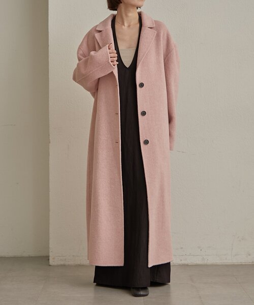 Omekashi（オメカシ）の「ウールリバーロングコート（その他アウター・レディース・ピンク/チャコールグレー・FREE）」の3枚目の写真