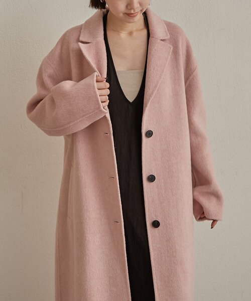 Omekashi（オメカシ）の「ウールリバーロングコート（その他アウター・レディース・ピンク/チャコールグレー・FREE）」の8枚目の写真