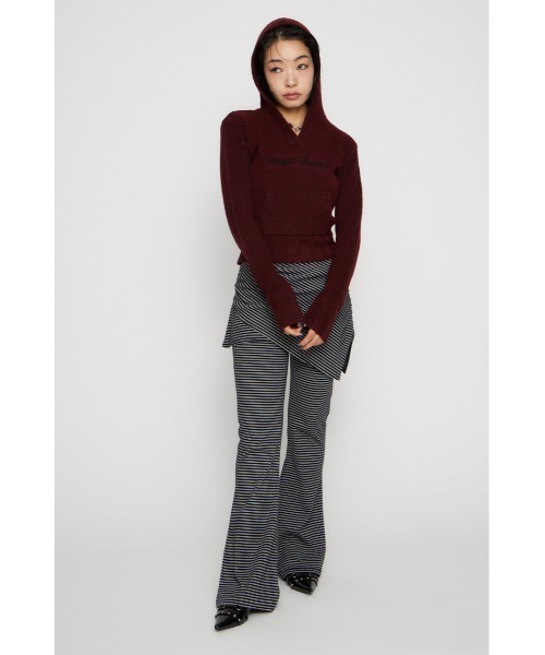 LAGUA GEM（ラグアジェム）の「JACQUARD HOODIE KNIT トップス（ニット/セーター・レディース・バーガンディー/杢グレー/アイボリー/ブラック・FREE）」の11枚目の写真