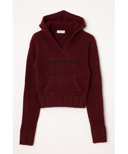 LAGUA GEM（ラグアジェム）の「JACQUARD HOODIE KNIT トップス（ニット/セーター・レディース・バーガンディー/杢グレー/アイボリー/ブラック・FREE）」の12枚目の写真