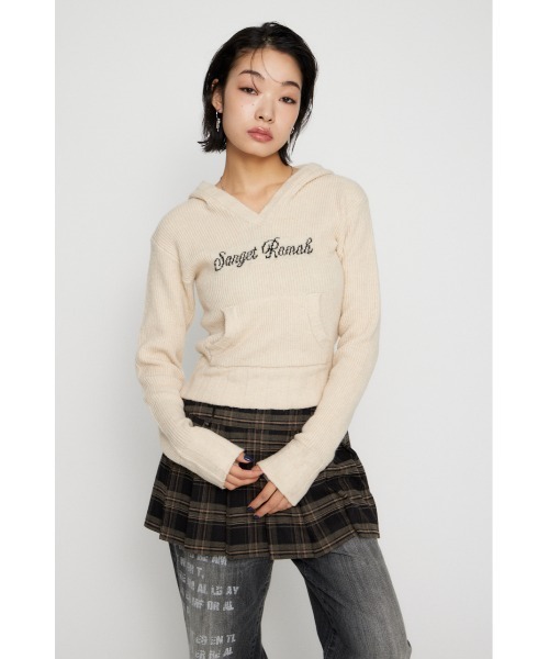 LAGUA GEM（ラグアジェム）の「JACQUARD HOODIE KNIT トップス（ニット/セーター・レディース・バーガンディー/杢グレー/アイボリー/ブラック・FREE）」の14枚目の写真